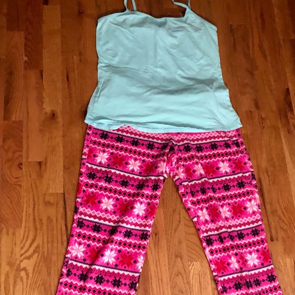 Flirtitide 3-Piece Pajama Set - Fleece Bottoms - Spaghetti Strap Top - Picture 2 of 8